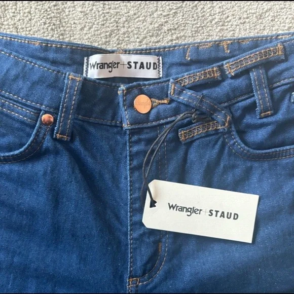 STAUD + WRANGLER THE STRAIGHT CUT JEAN DARK RINSE - Picture 3 of 8